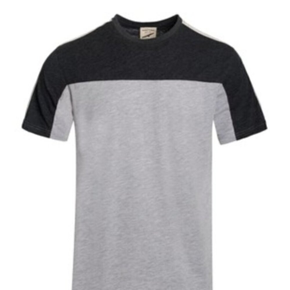 Men's Crew Neck Short Sleeve T-shirts Black and Gray Size Large